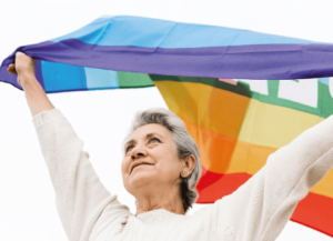 Afbeelding vrouw en vlag