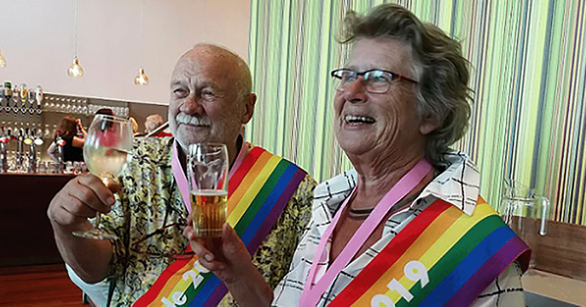 Mr en Mrs Senior Pride 2019 Clem Bongers en Marjet Bos.