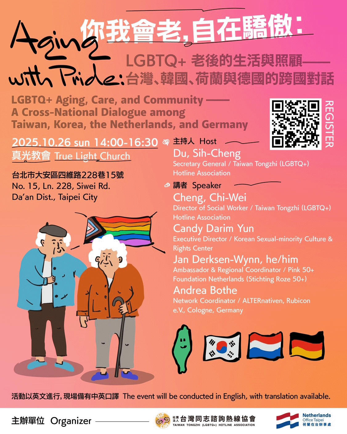 Roze50+ internationaal zichtbaar: ambassadeur Jan Derksen-Wynn spreekt in Taiwan op LGBTIQ+ Aging with Pride