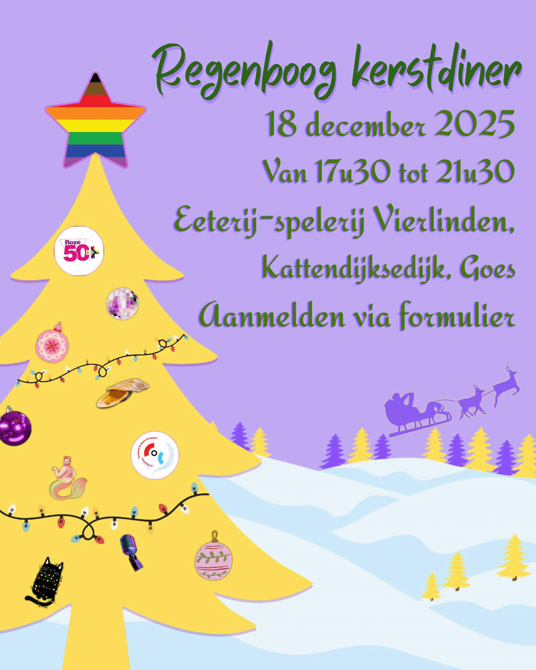uitnodiging regenboog kerstdiner